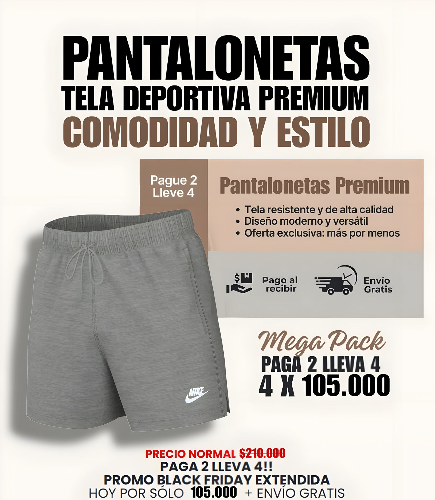Pantalonetas Deportivas 4 x 105